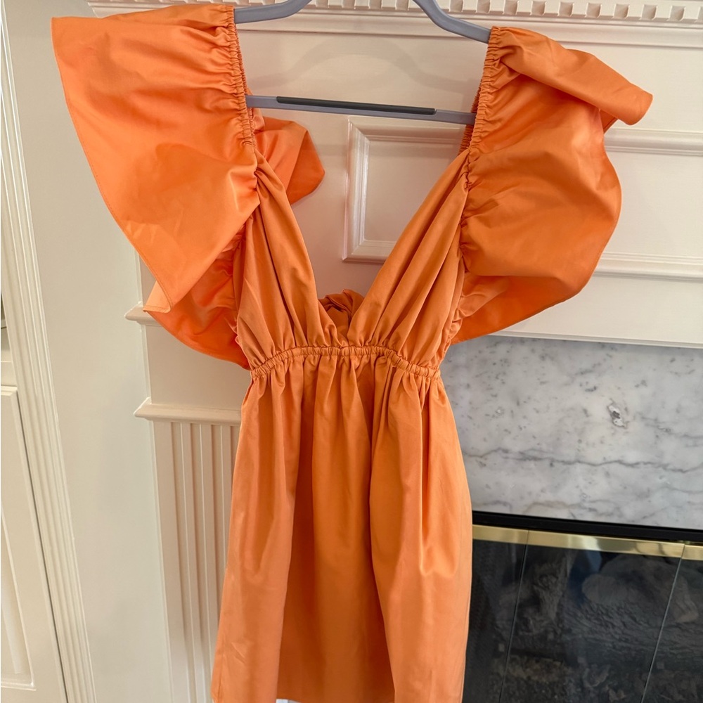 Elegant Orange Ruffle Dress